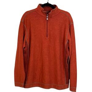 Tommy Bahama Men's Orange Quarter Zip Pullover Sweater Autumn Fall Comfy Cozy